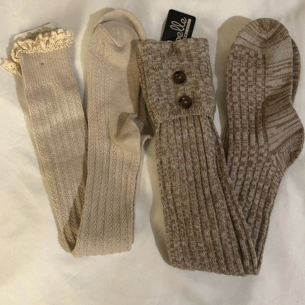 2 Pair knee High Boot Socks size 8